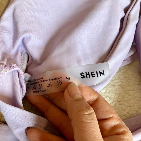 SHEIN Womens Bathing Suit LOT Tops Bottom Size Medium Purple Pink Beach Summer - Picture 9 of 10